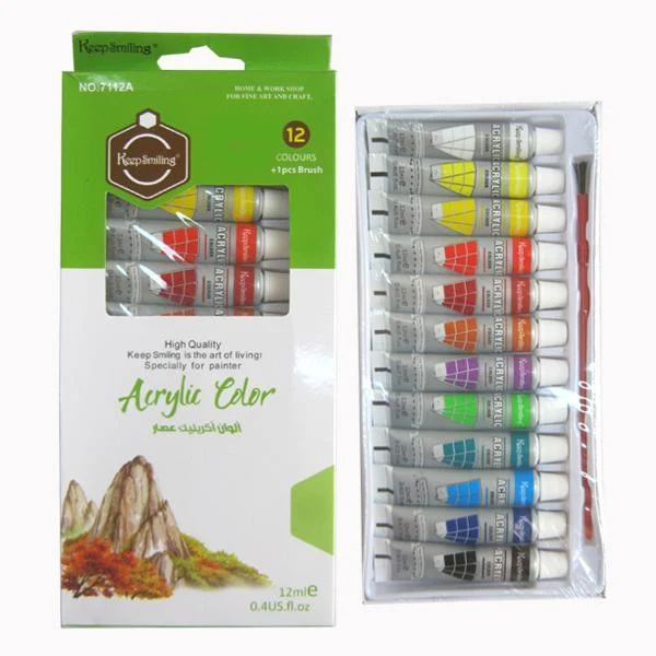 12 pcs/Pack 12ml Original Keep Smiling Acrylic Color with free one Brush - Image 7