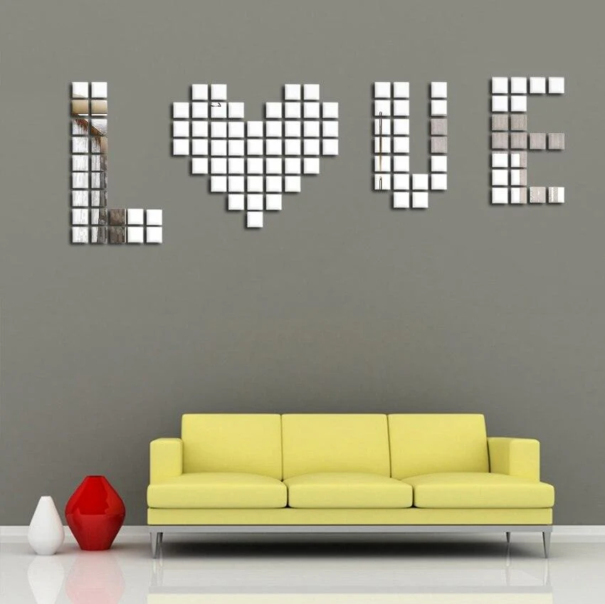 2/3/5cm 100/50Pcs Square 3D DIY Mirror self adhesive Wall Sticker Durable DIY Simple Decal for Living Room Art Home Decor - Image 3