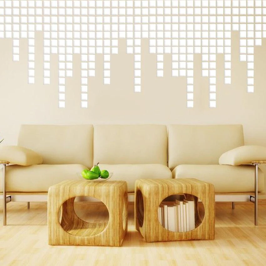 2/3/5cm 100/50Pcs Square 3D DIY Mirror self adhesive Wall Sticker Durable DIY Simple Decal for Living Room Art Home Decor - Image 4